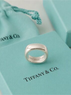 Authenticated Tiffany & Co. Square Cushion Cut Ring 925 Silver Unisex Size 9.5